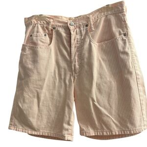 Women’s Vintage Guess Bermuda pink & white striped denim shorts size 2